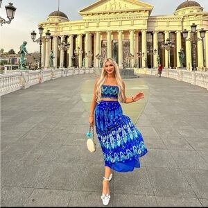 Zara long printed beaded skirt & Top Coord SET